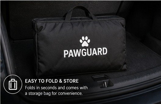Folded PAWGUARD Backseat Hammock Cover in its storage bag